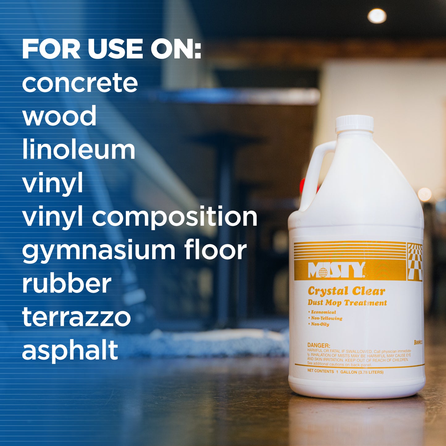 Misty Crystal Clear Dust Mop Treatment – Non-Oily Dust and Dirt Removal Aid – 1 Gallon