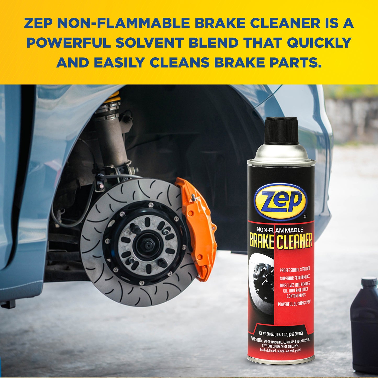 Zep Non-Flammable Brake Cleaner – Dissolves & Removes Contaminants – 20 oz