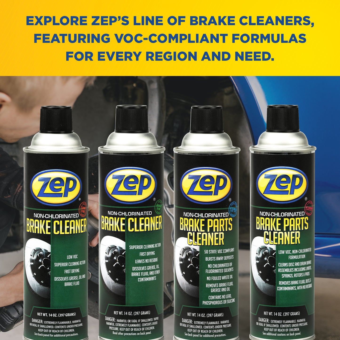Zep Non-Chlorinated Brake Cleaner – High VOC – 14 oz