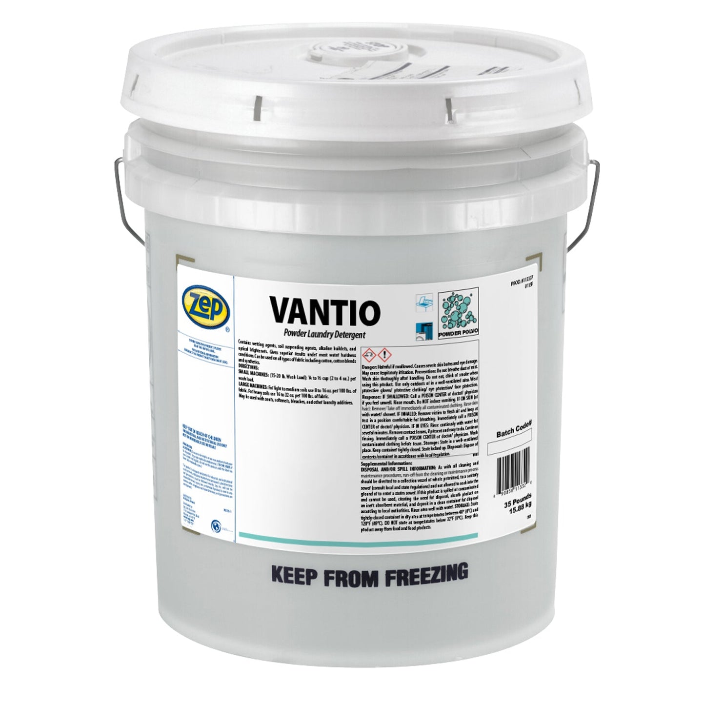 Zep Vantio Powder Laundry Detergent – Industrial Strength Cleaning – 35 Pounds