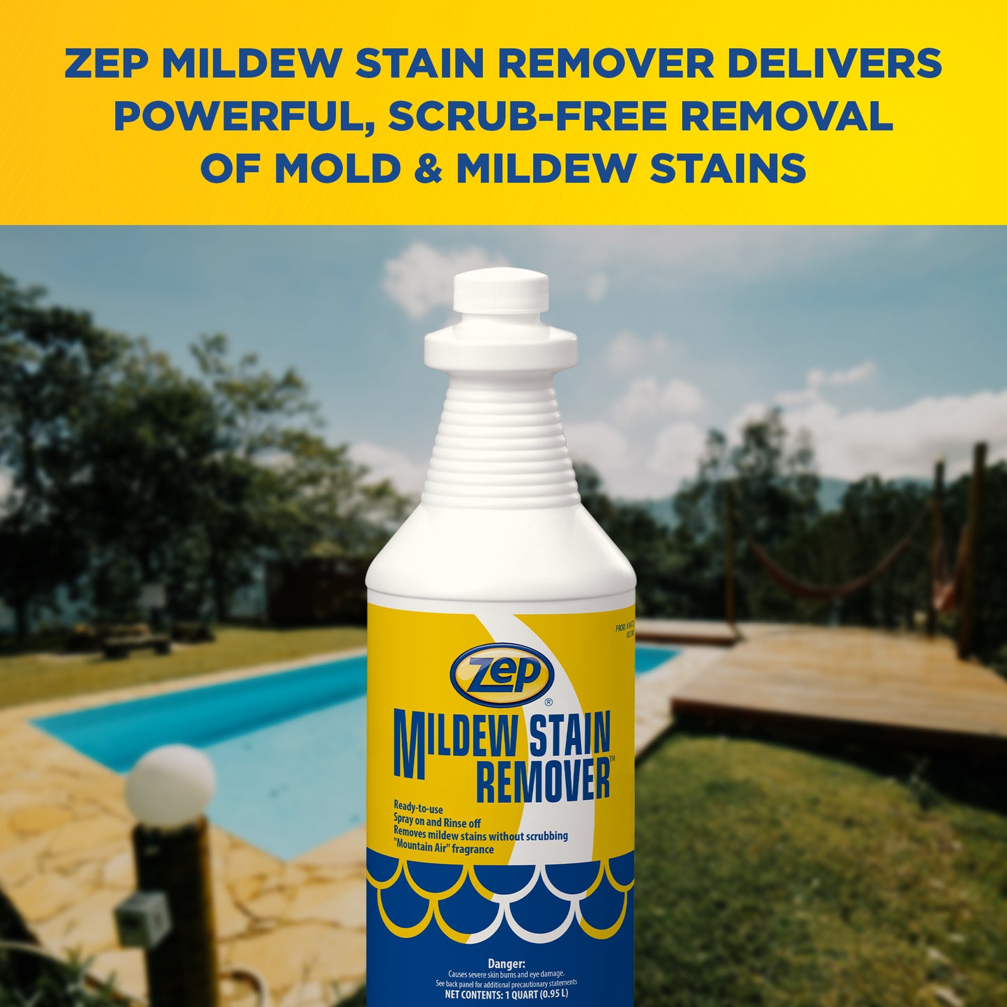 Zep Mildew Stain Remover – Ready-to-Use Mold Stain Remover – 32 oz.