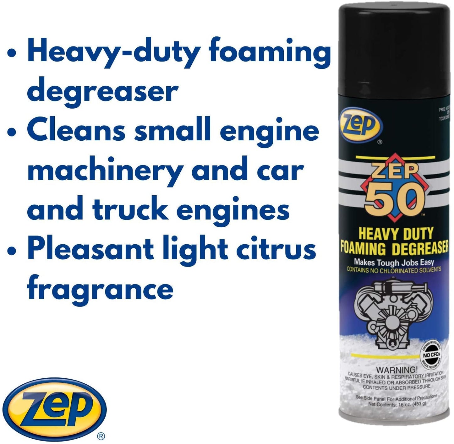 Zep 50 Heavy-Duty Foaming Degreaser – Cuts Through Tough Grease – 16 oz