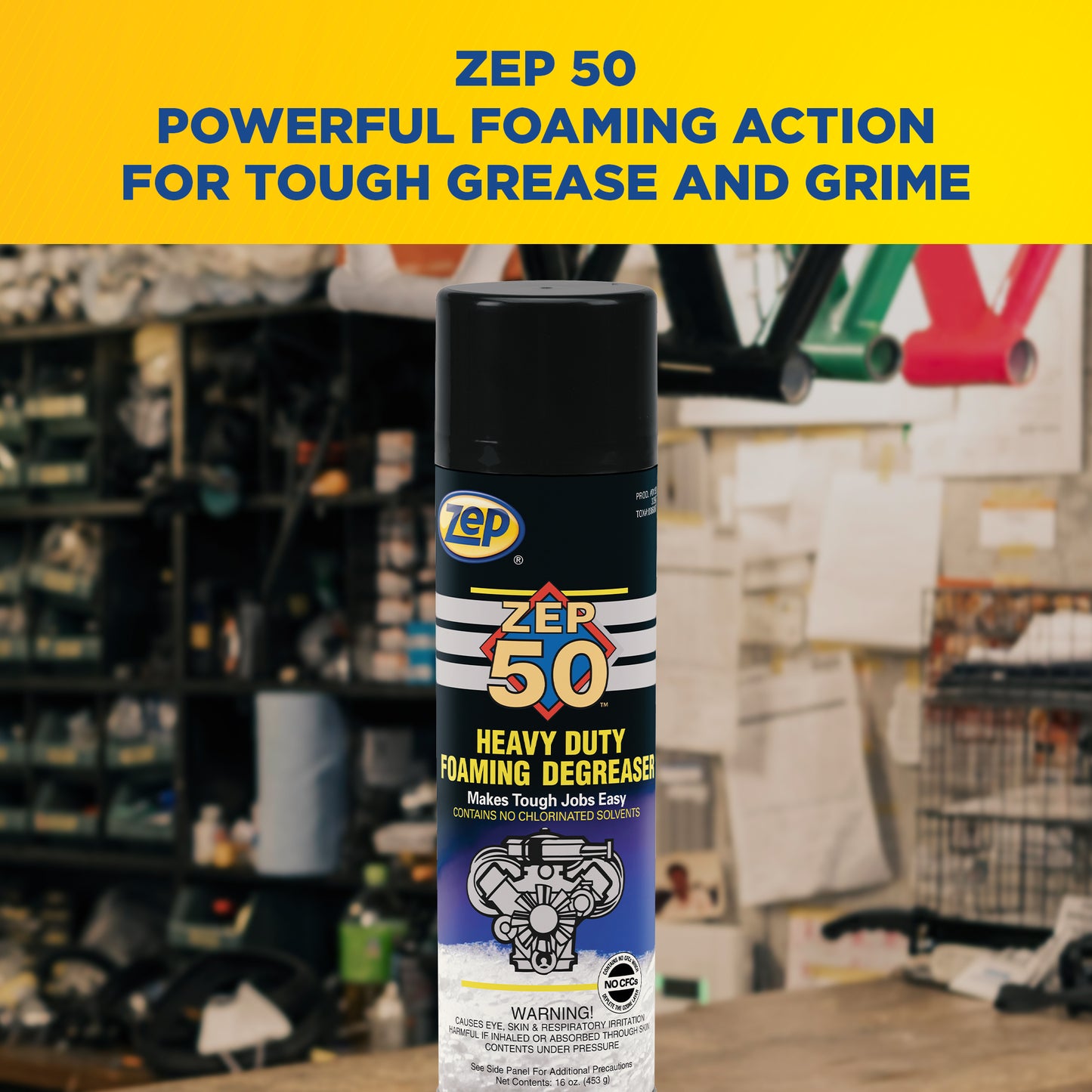 Zep 50 Heavy-Duty Foaming Degreaser – Cuts Through Tough Grease – 16 oz