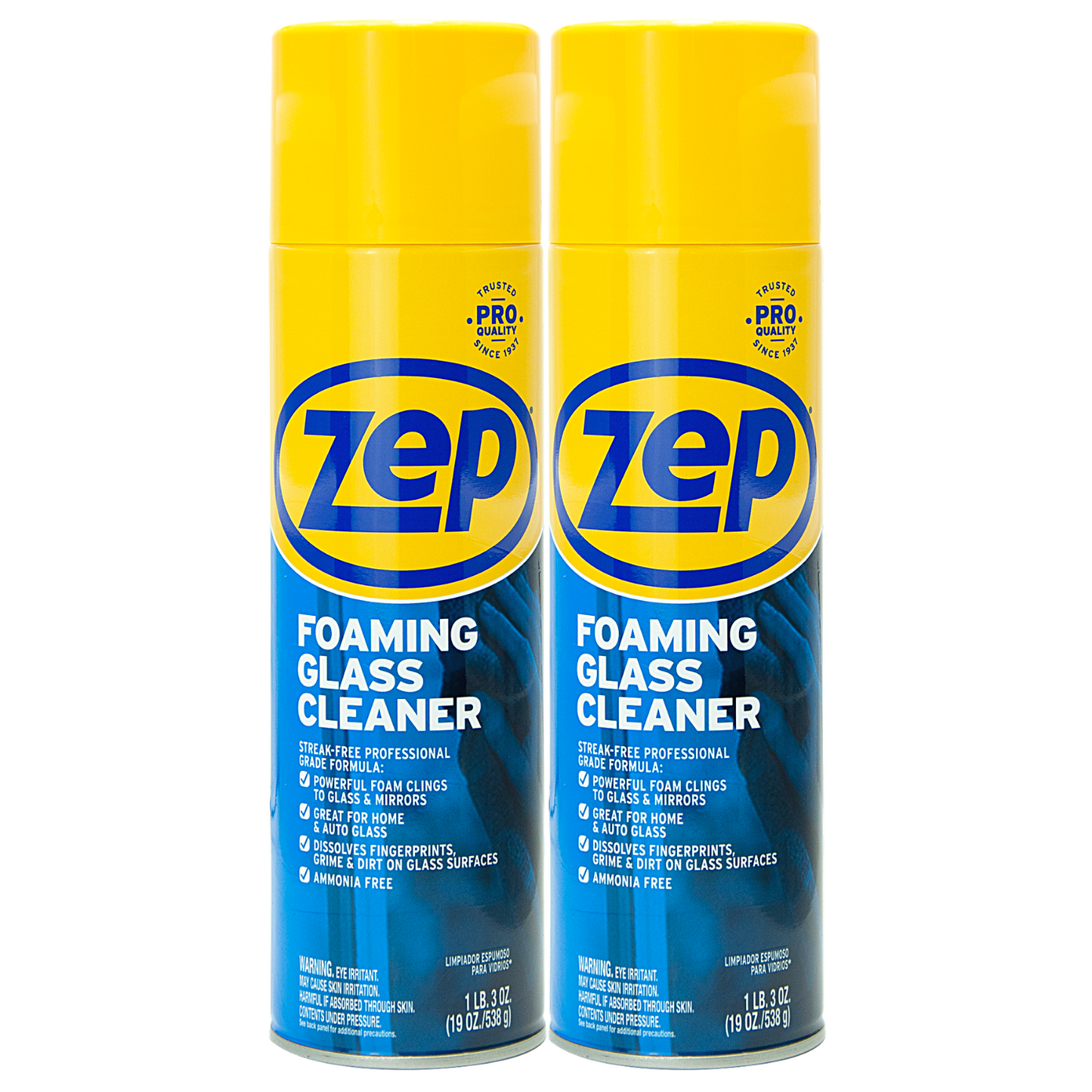 Zep Foaming Glass Cleaner – Aerosol Streak-Free Shine- 19 oz