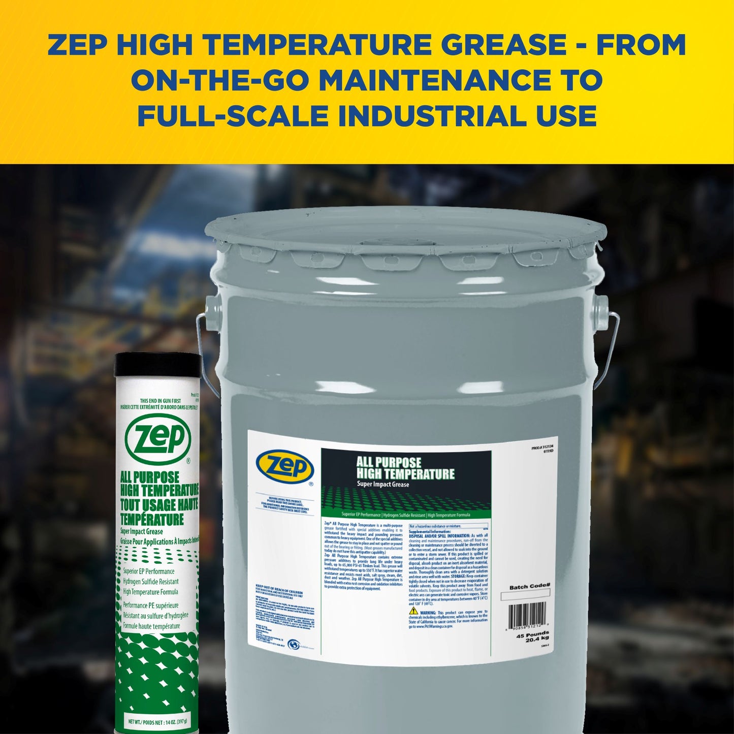 Zep All Purpose High Temperature Grease – Withstands Temps Up to 550 °F – 45 Pound