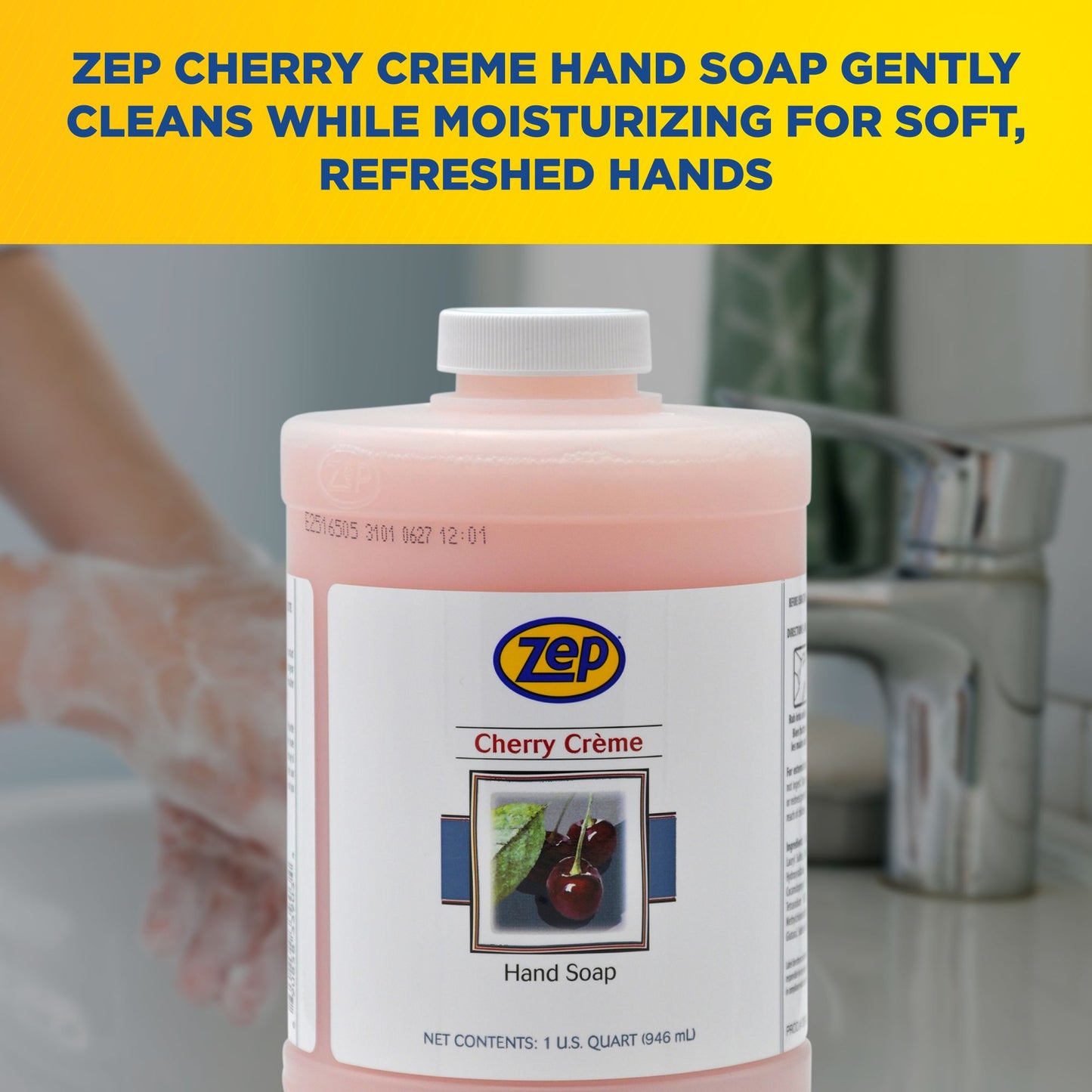 Zep Cherry Crème Hand Cleaner - 32 oz (Pack of 4) 33904 - For Use with D-1000 Dispensers - Effectively removes everyday dirt and grime from hands.
