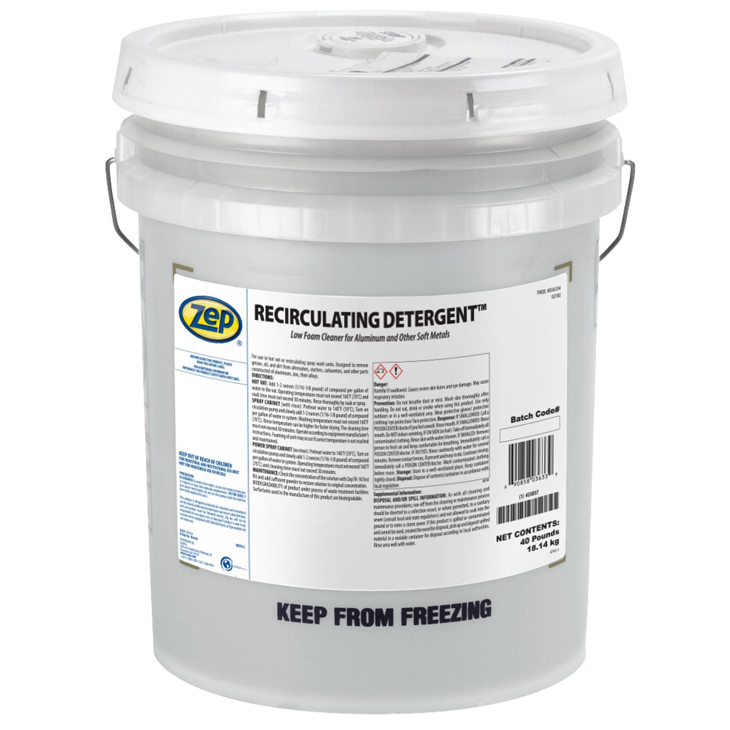 Zep Recirculating Detergent – Low Foam Cleaner for Aluminum and Other Soft Metals – 40 lbs