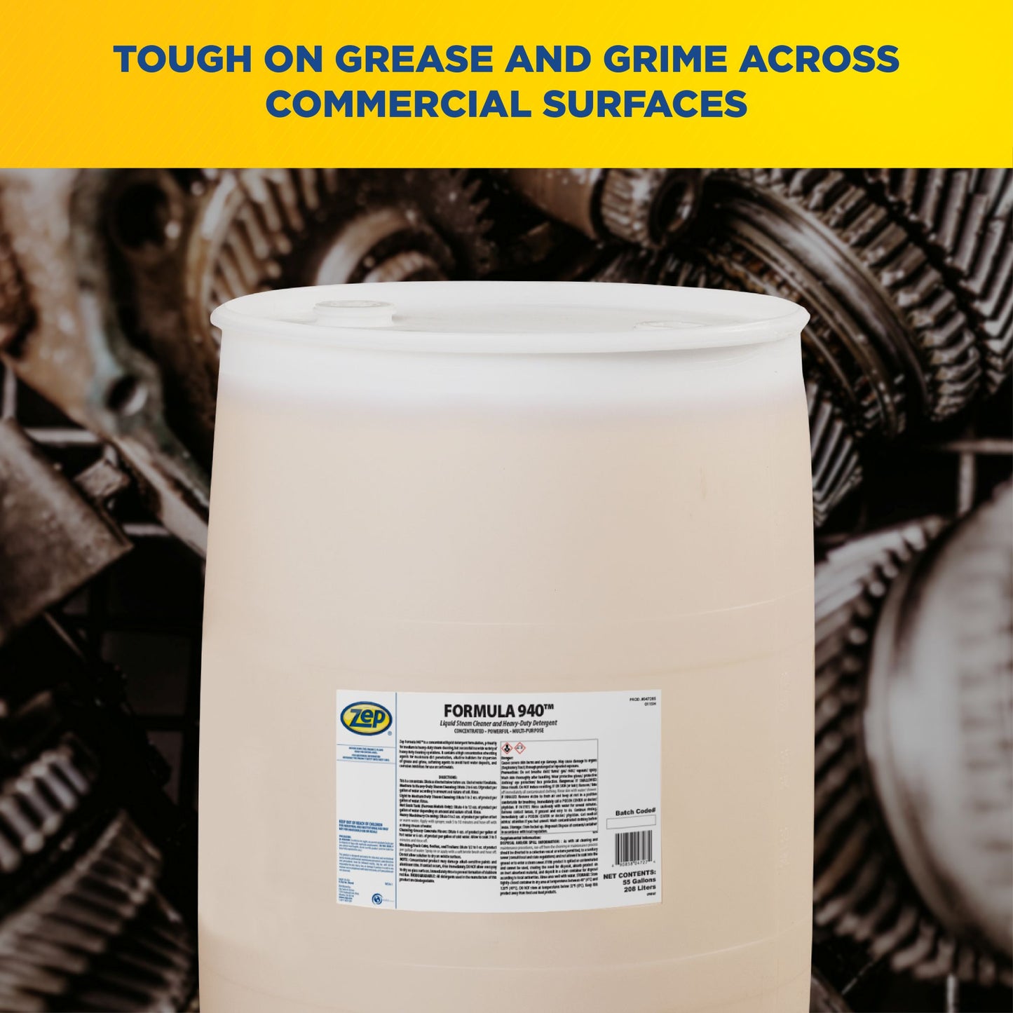 Zep Formula 940 Liquid Steam Cleaner and Heavy-Duty Detergent – Removes Grease and Grime – 55 Gallons