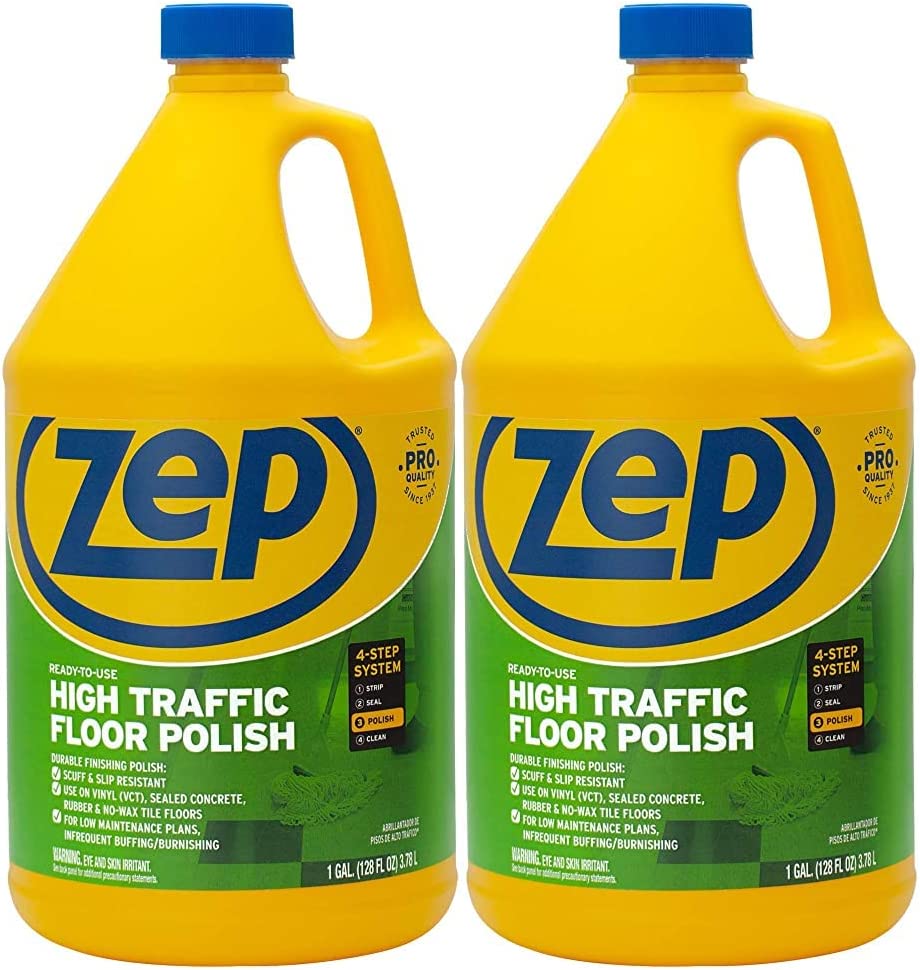 Zep High Traffic Floor Polish – Scuff Resistant Floor Shine – 1 Gallon