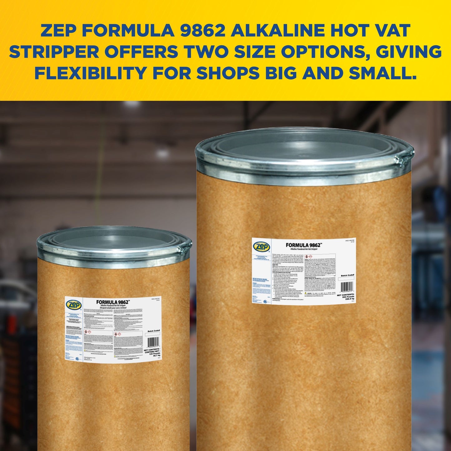Zep Formula 9862 Alkaline Hot Vat Stripper – Removes Grease and Rust – 500 Pounds