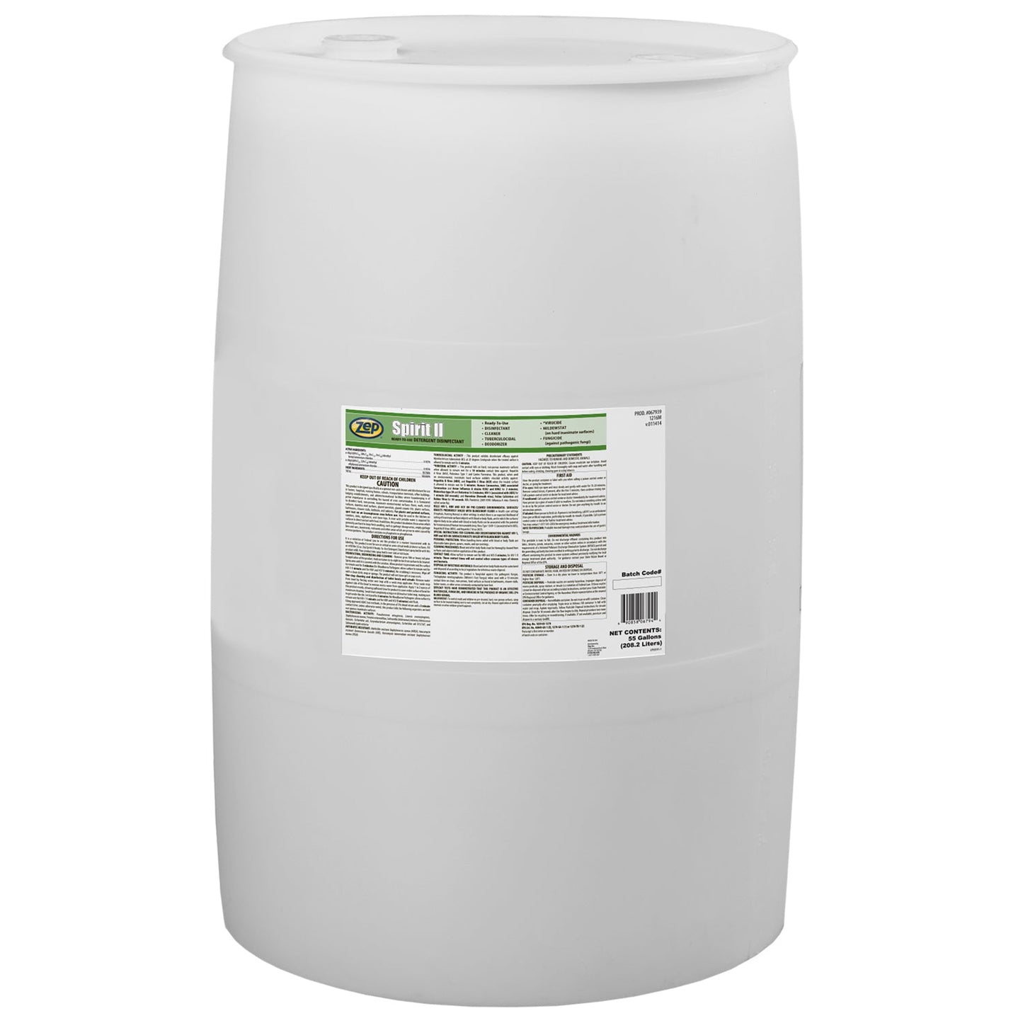 Zep Spirit II Detergent Disinfectant - 55 Gallon