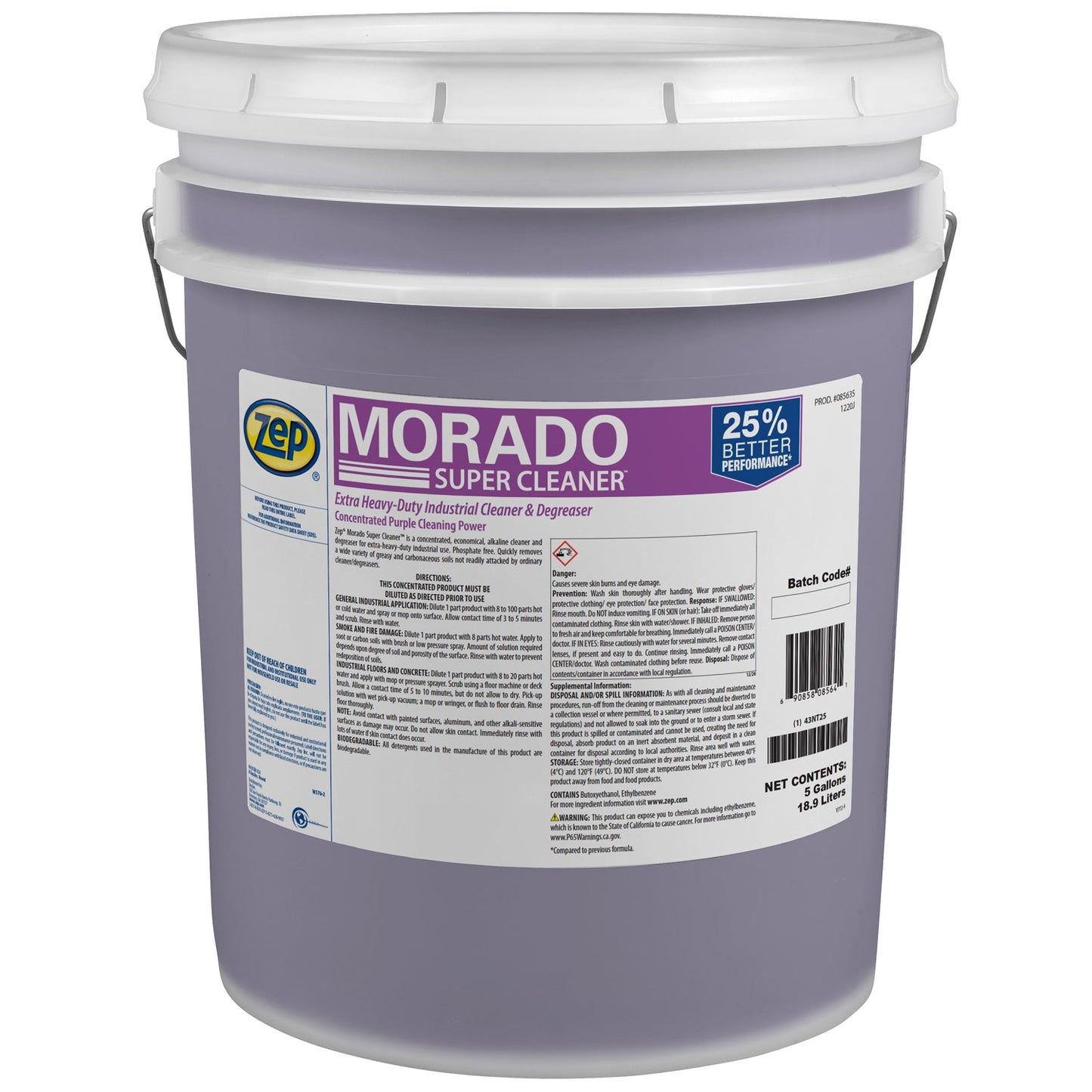 Zep Morado Extra Heavy-Duty Industrial Cleaner and Degreaser – Quickly Removes Grease – 5 Gallon