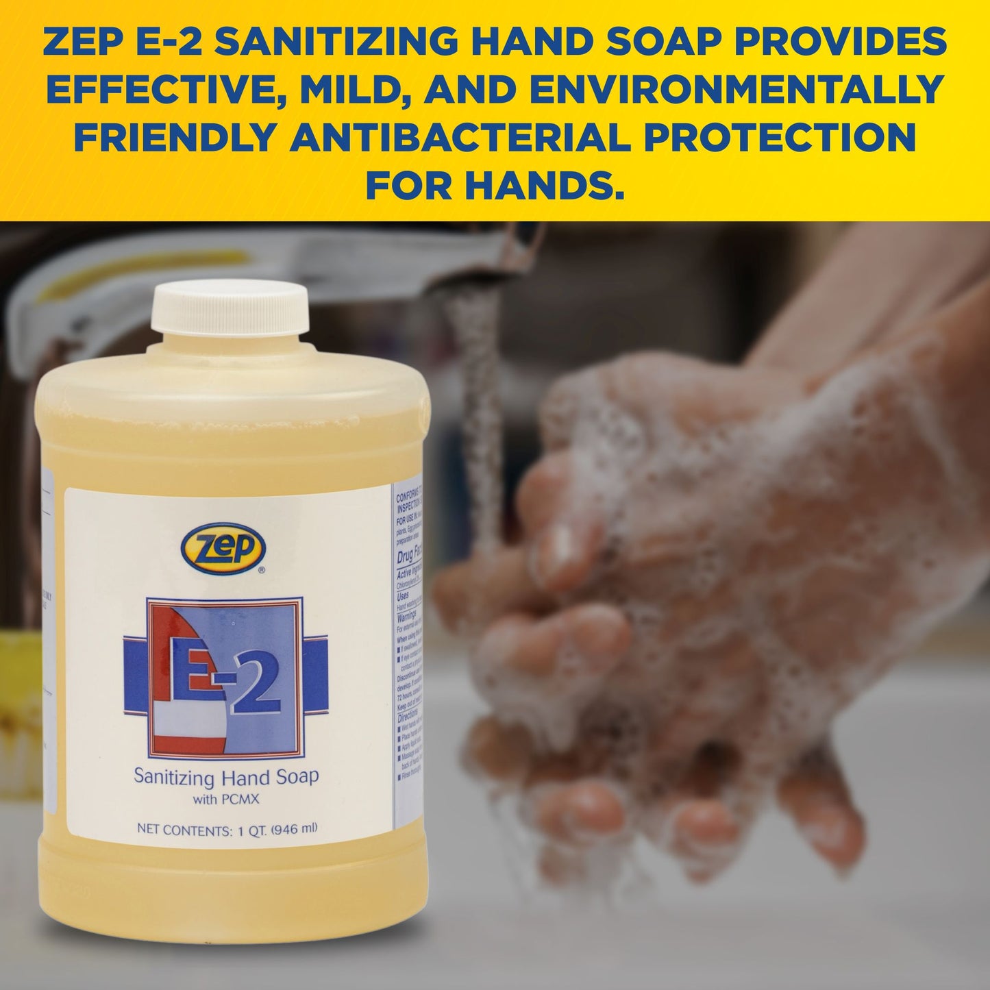 Zep E-2 Hand Soap - Hand Cleaner and Sanitizer for Food Establishments - 1 qt