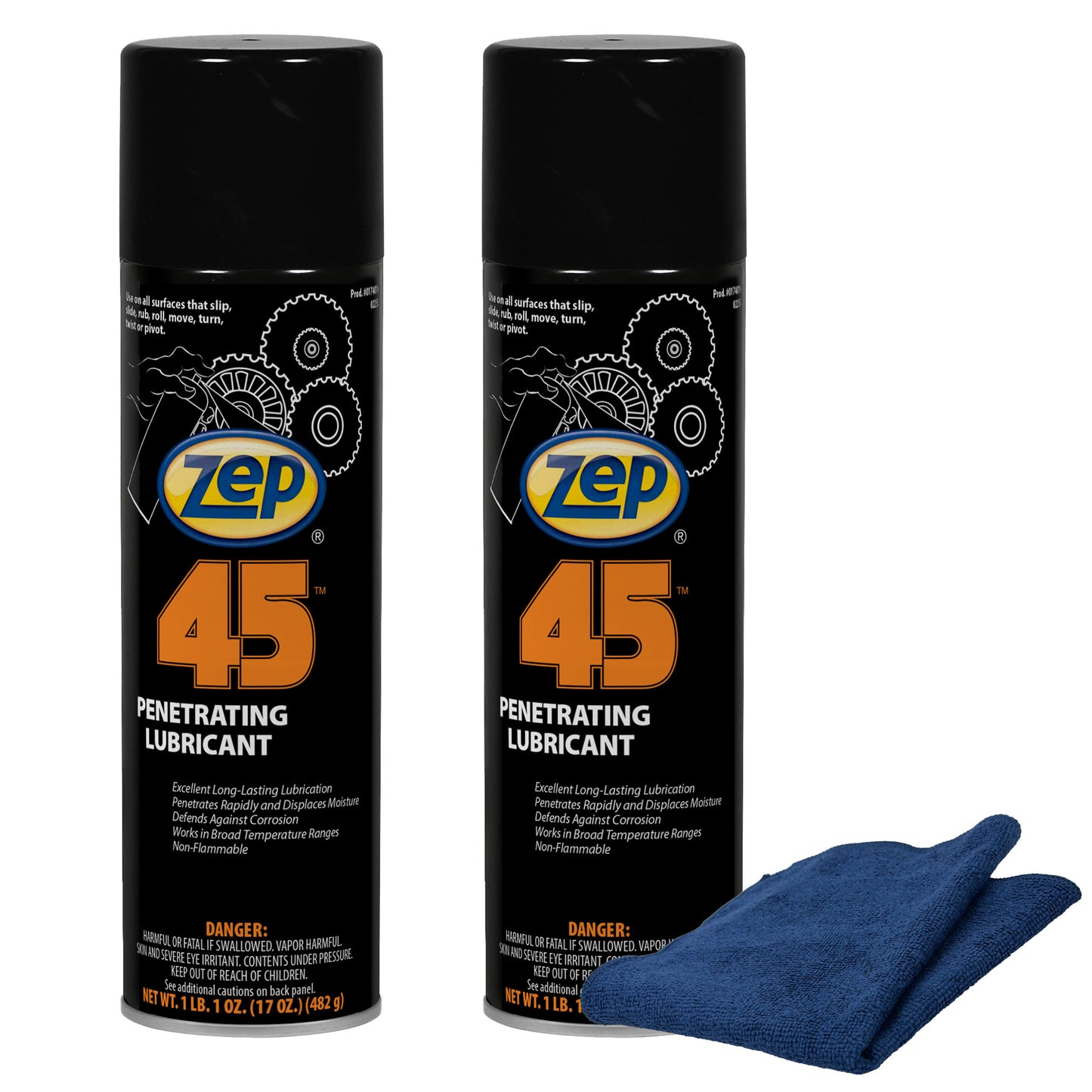 Zep 45 Penetrating Lubricant 17 oz and Blue Microfiber Rag