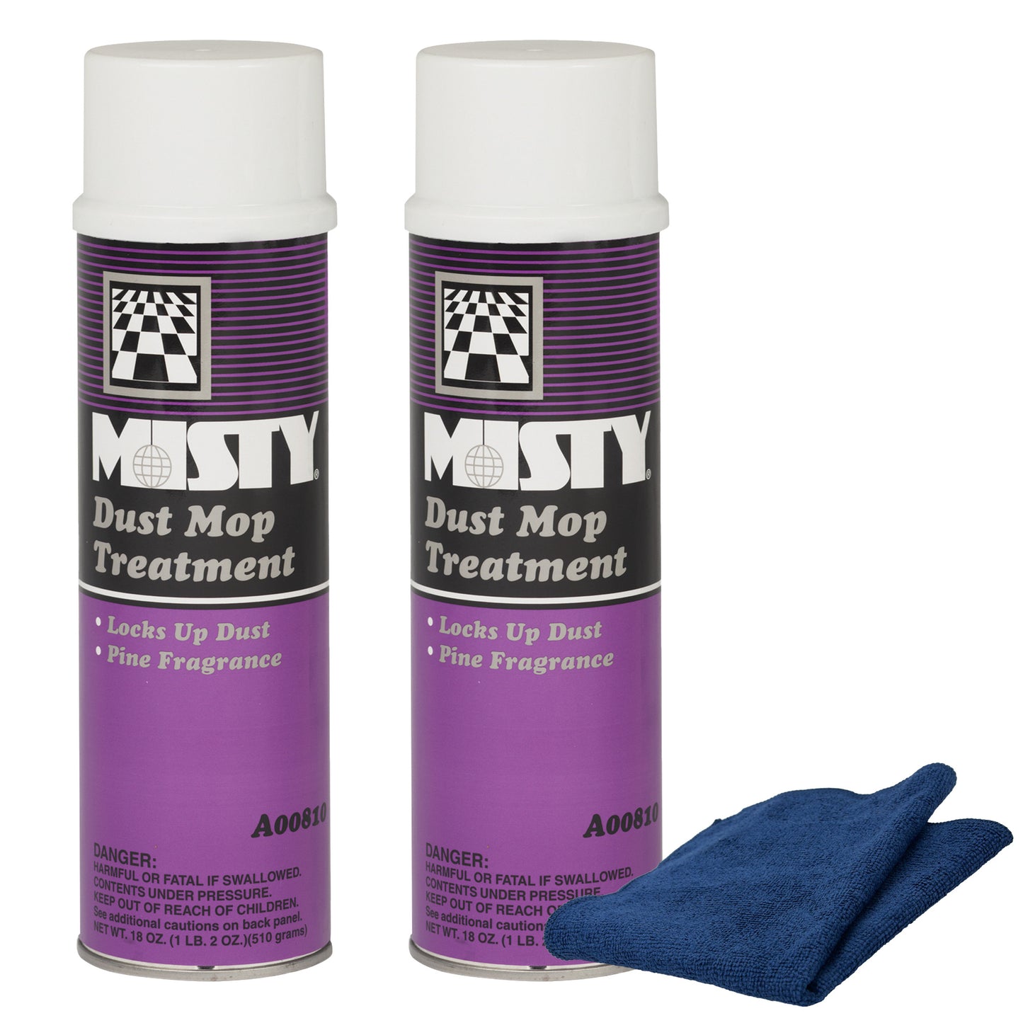 Misty Dust Mop Treatment 18 oz and Blue Microfiber Rag