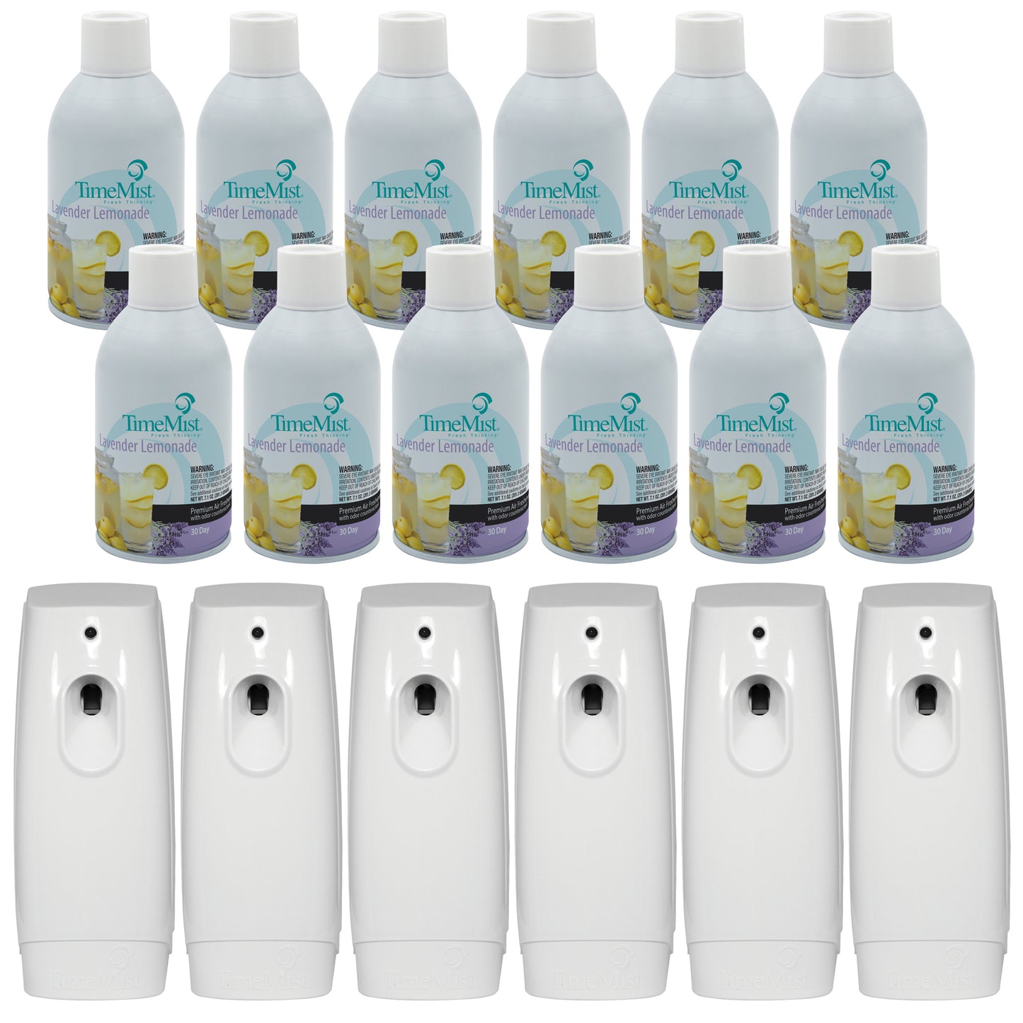 TimeMist Premium Metered Air Freshener Refills, Lavender Lemonade (Case of 12) with TimeMist Metered Aerosol Fragrance Dispenser Bundle