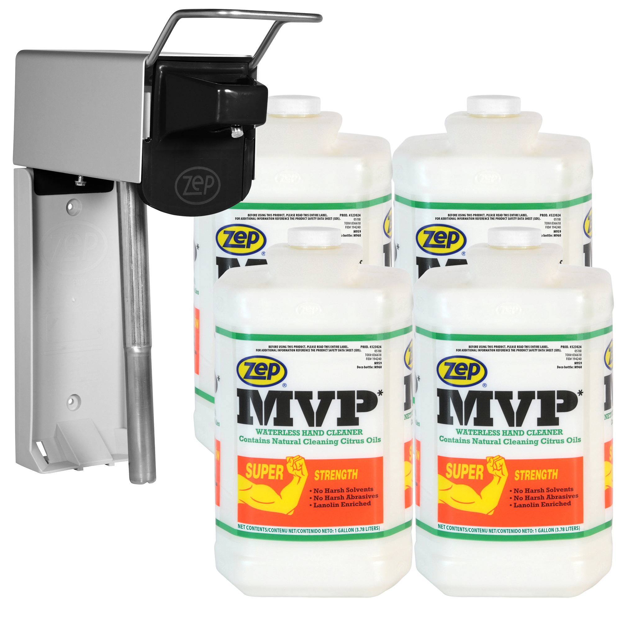 MVP Waterless Hand Cleaner and Zep D-4000 Hand Soap Dispenser MVP Waterless Hand Cleaner and Zep D-4000 Hand Soap Dispenser