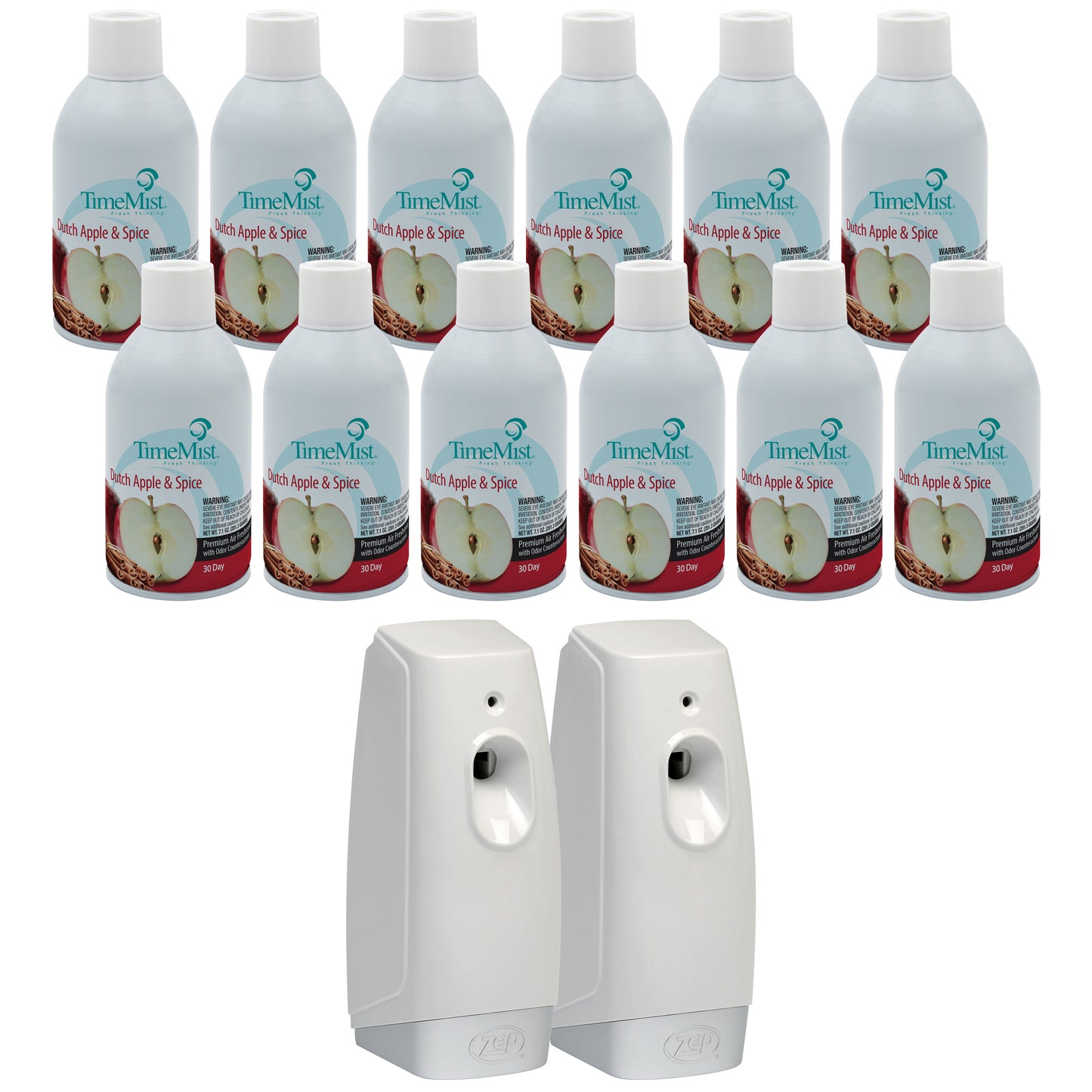 TimeMist Premium Metered Air Freshener Refills, Dutch Apple Spice (Case of 12) and Meter Mist 3000 Ultra Dispenser (Case of 2) - 7.1 oz Bundle