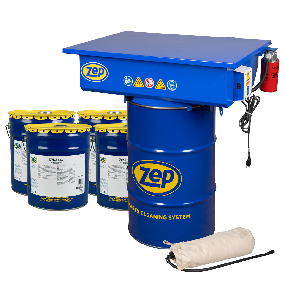 Zep Dyna-Clean Parts Washer + Dyna 143 Solvent + Dyna-Trap Filter + 30-Gallon Drum Kit