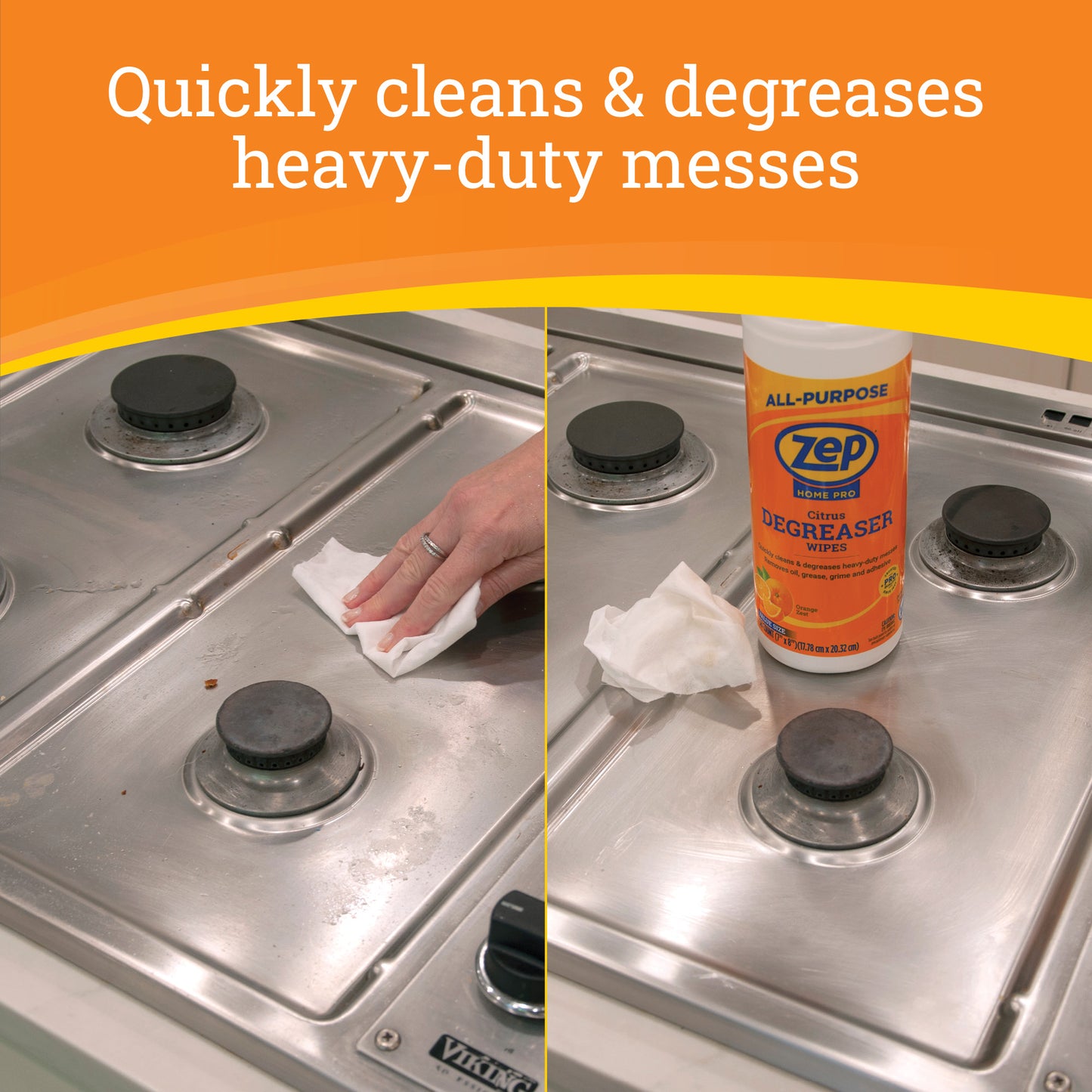 Zep Home Pro Citrus Degreaser Wipes 50 ct.