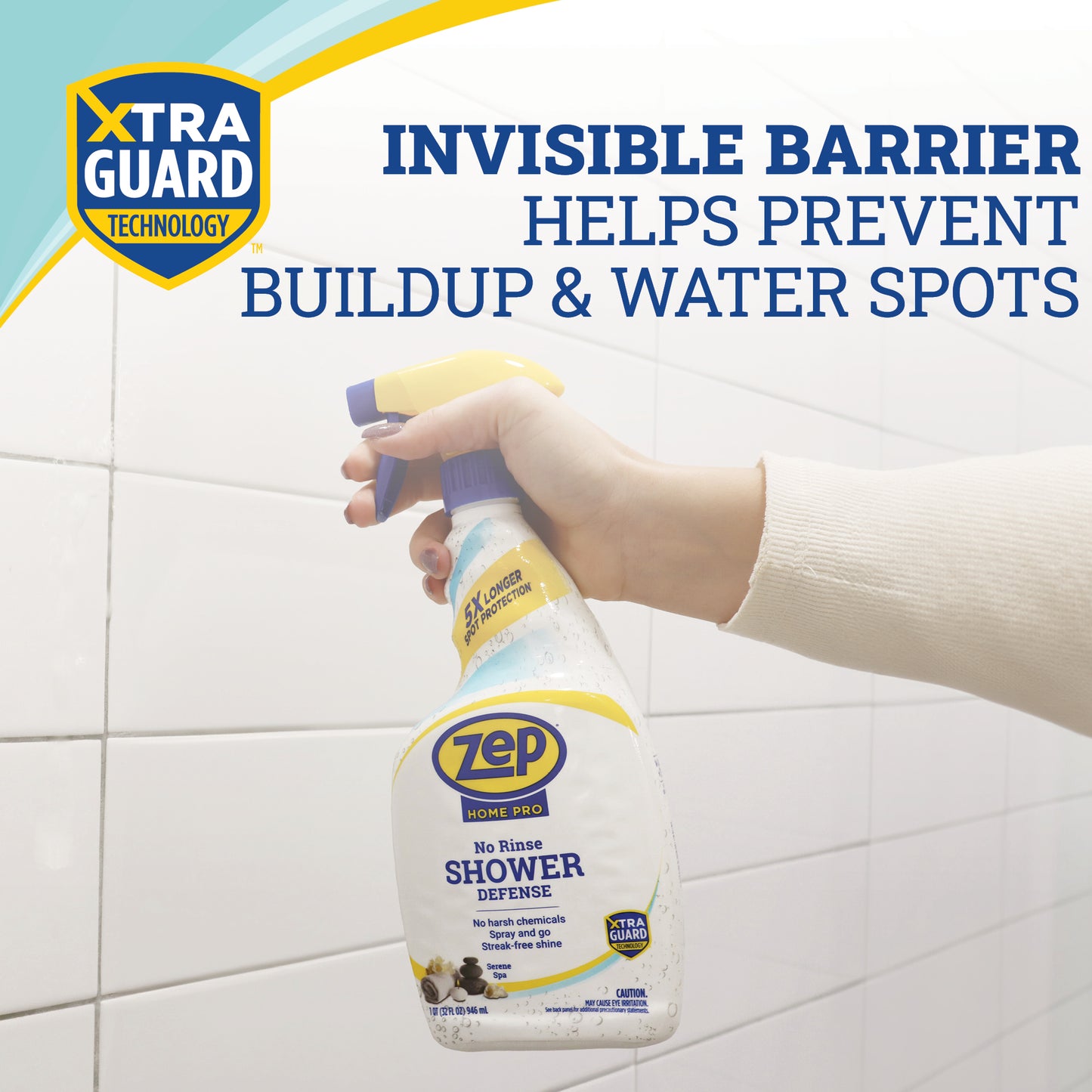 Zep Home Pro No-Rinse Shower Defense Cleaner with XtraGuard Technology - 32 Fl. Oz.