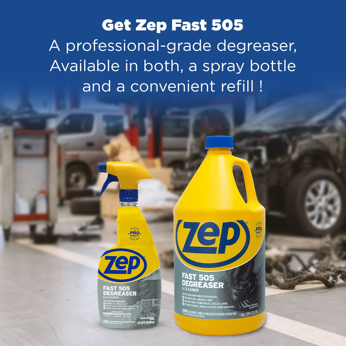 Zep Streak-Free Glass Cleaner 32 oz and Zep Fast 505 Cleaner & Degreaser 32 oz