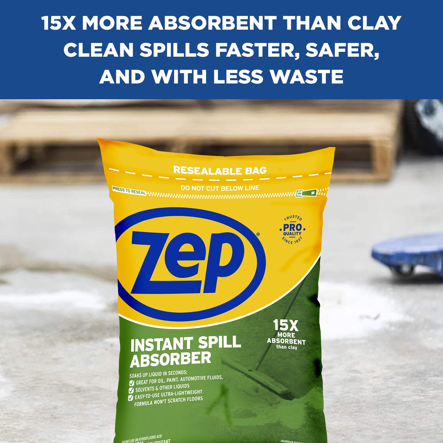 Zep Instant Spill Absorber – 15x More Absorbent Than Clay – 3 lbs