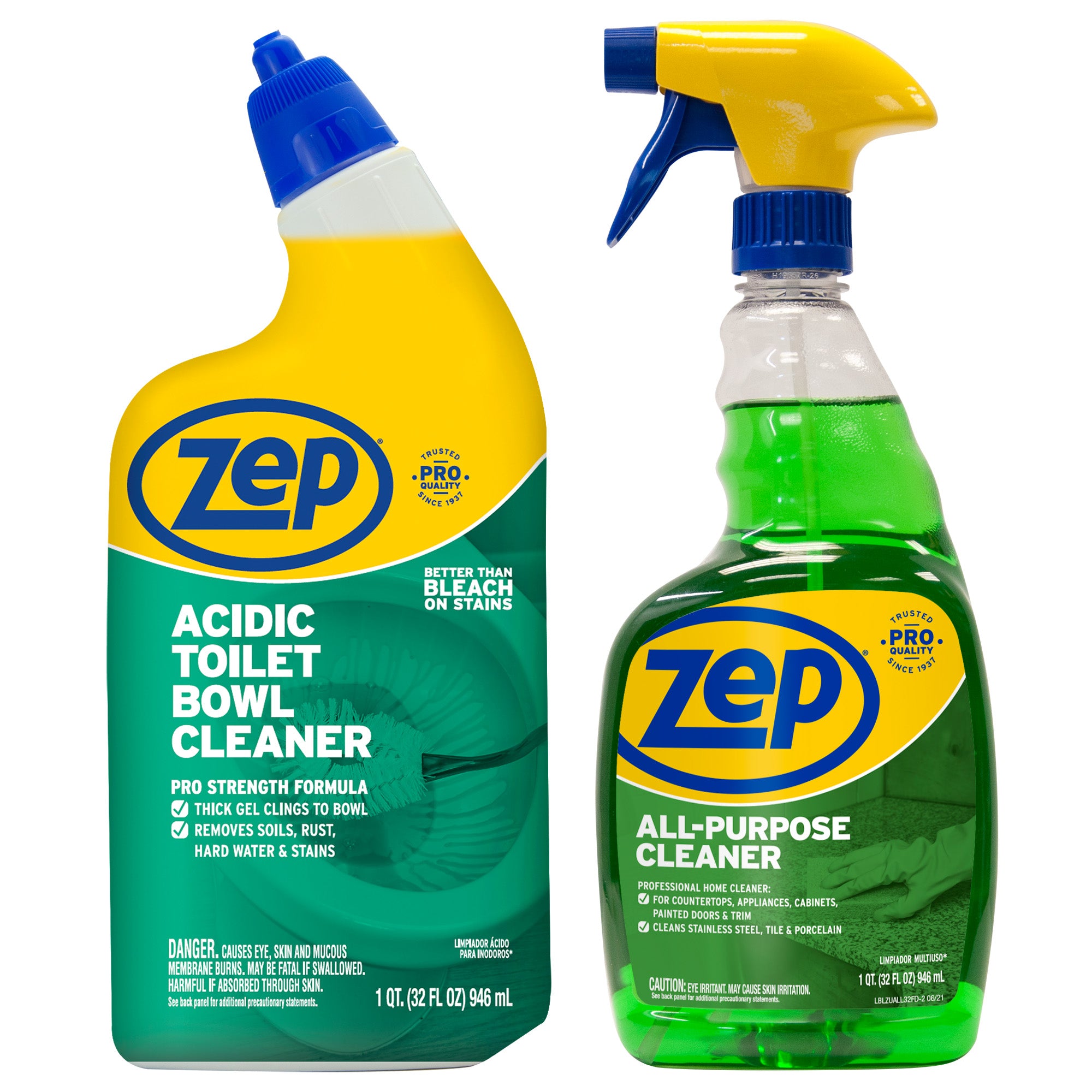 Zep Acidic Toilet Bowl Cleaner 32 oz and Zep All-Purpose Cleaner