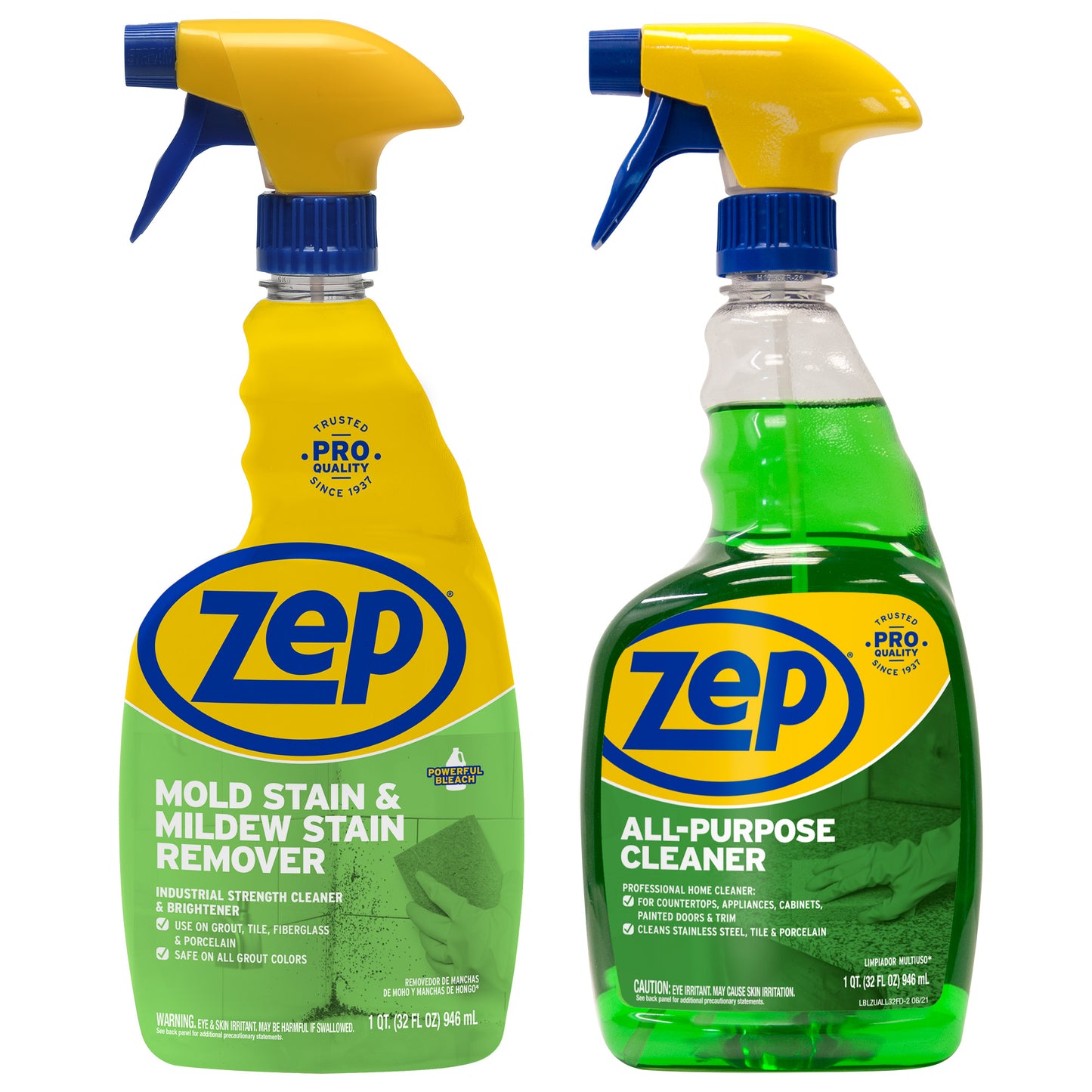 Zep Mold Stain & Mildew Stain Remover 32 oz and Zep All-Purpose Cleaner 32 oz