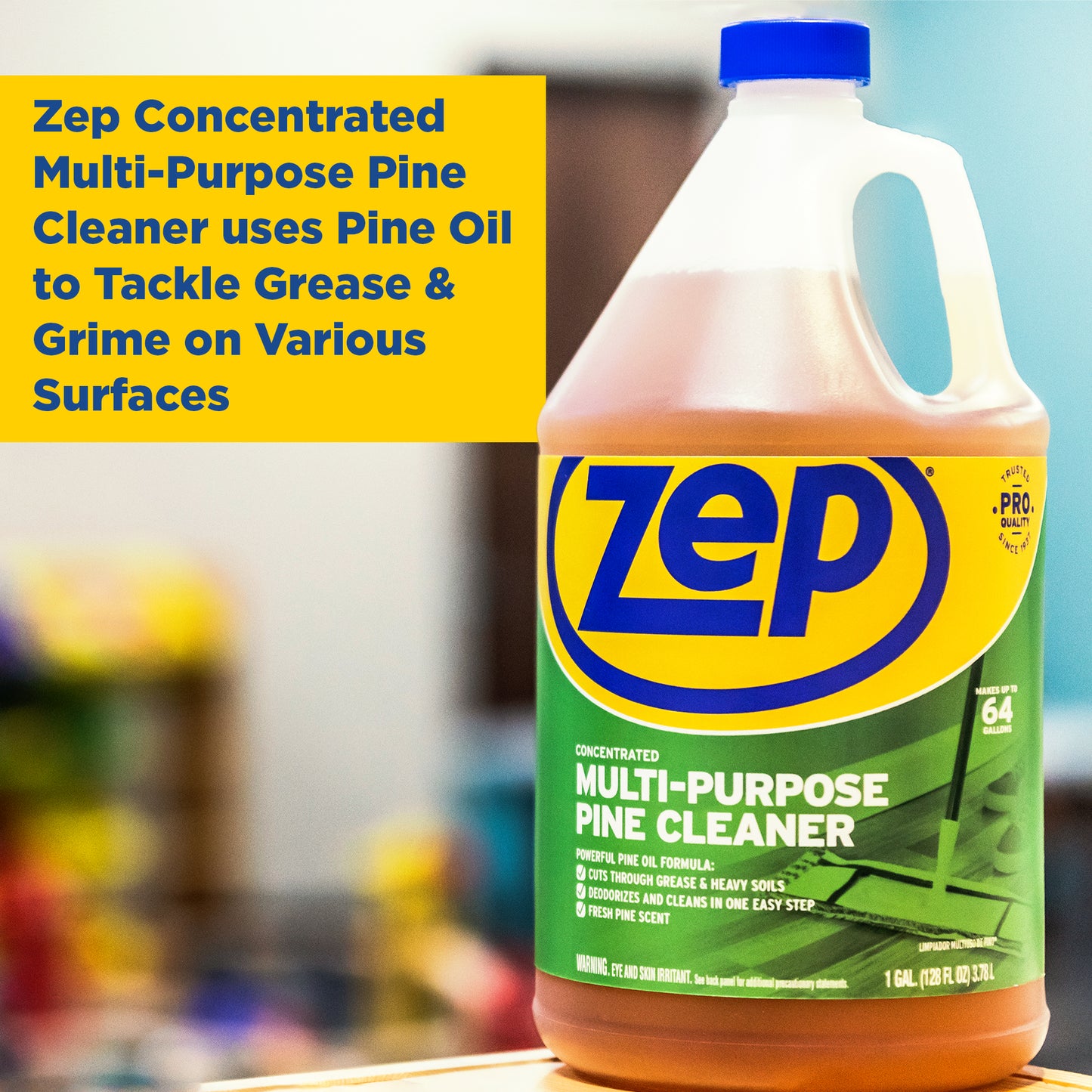 Zep Concentrated Multi-Purpose Pine Cleaner – Deodorize and Clean in One Step – 1 Gallon