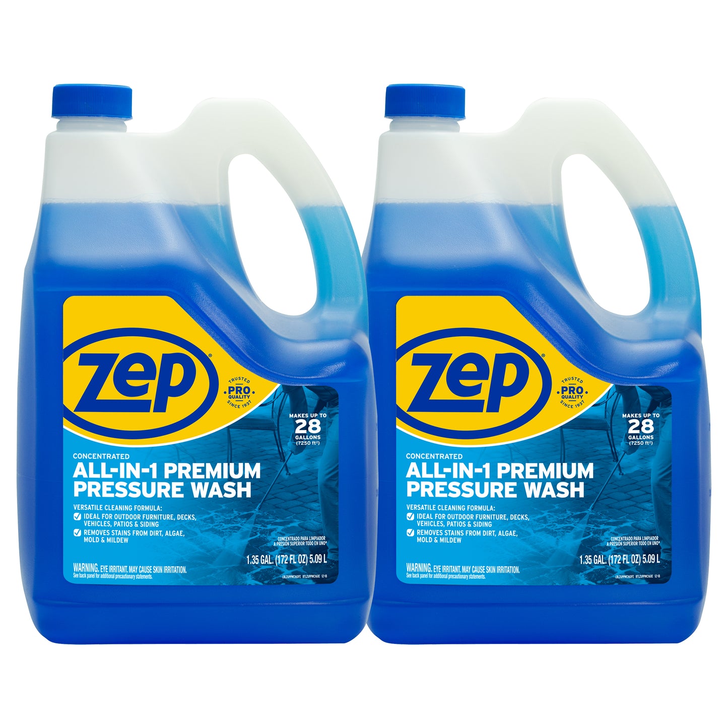 Zep All-In-1 Pressure Wash Cleaner – Cleans Outdoor Surfaces – 1.35 Gallon