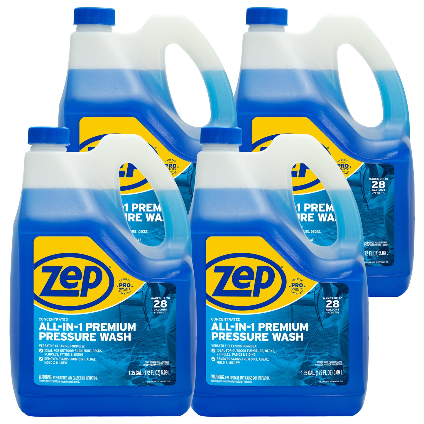 Zep All-In-1 Pressure Wash Cleaner – Cleans Outdoor Surfaces – 1.35 Gallon