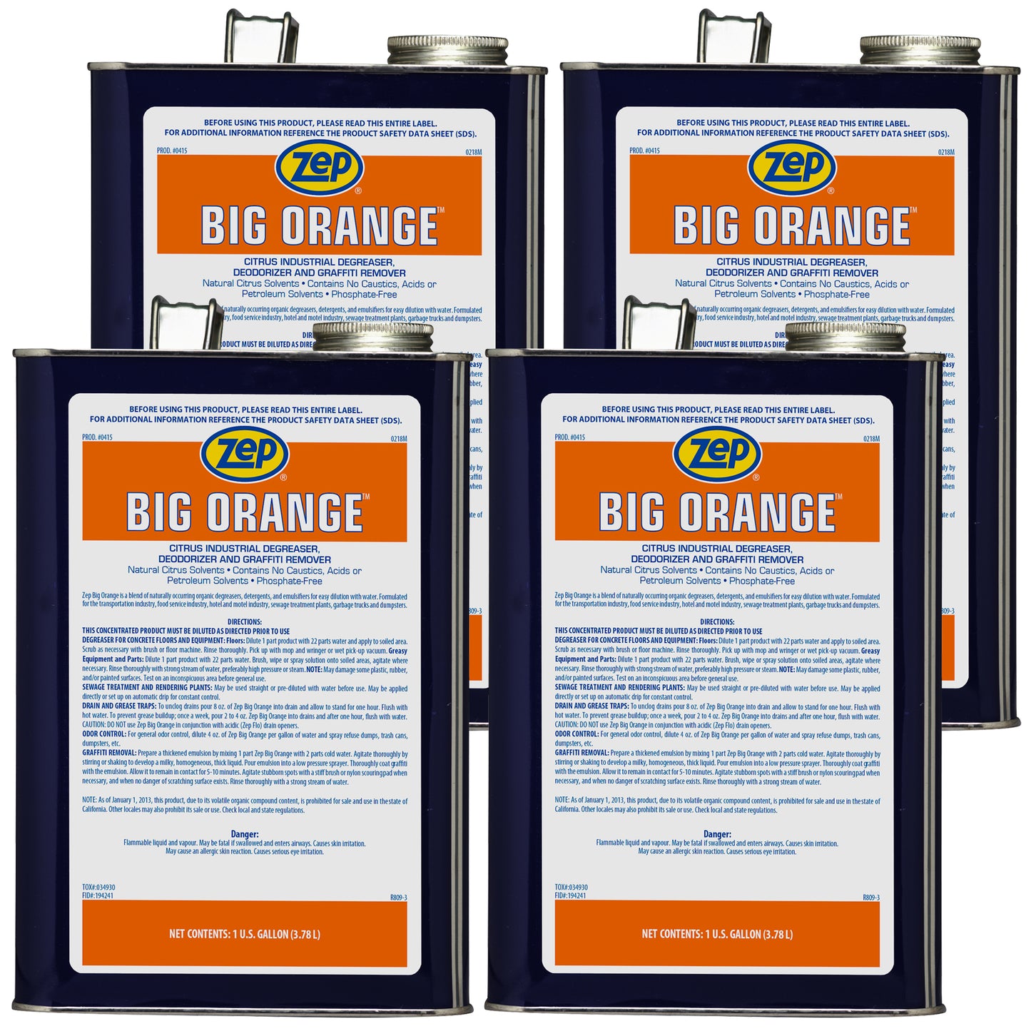 Big Orange Liquid Citrus Industrial Degreaser, Deodorizer & Graffiti Remover - 1 Gallon