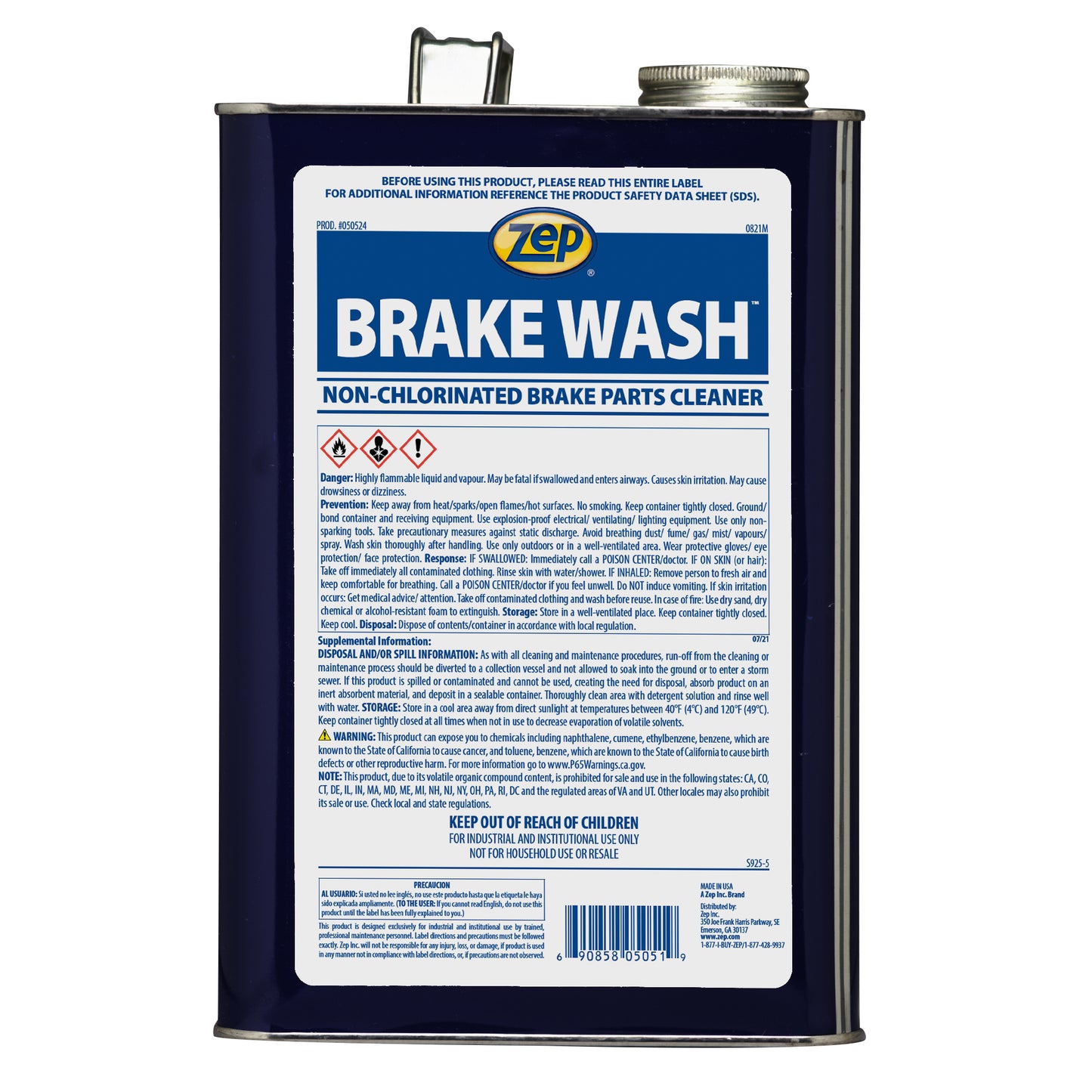 Zep Brake Wash – Non-Chlorinated Brake Parts Cleaner –1 Gallon