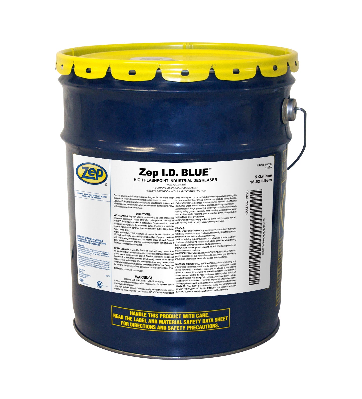 Zep I.D. Blue High Flashpoint Industrial Degreaser – Removes Heavy Oil from Equipment – 5 Gallon