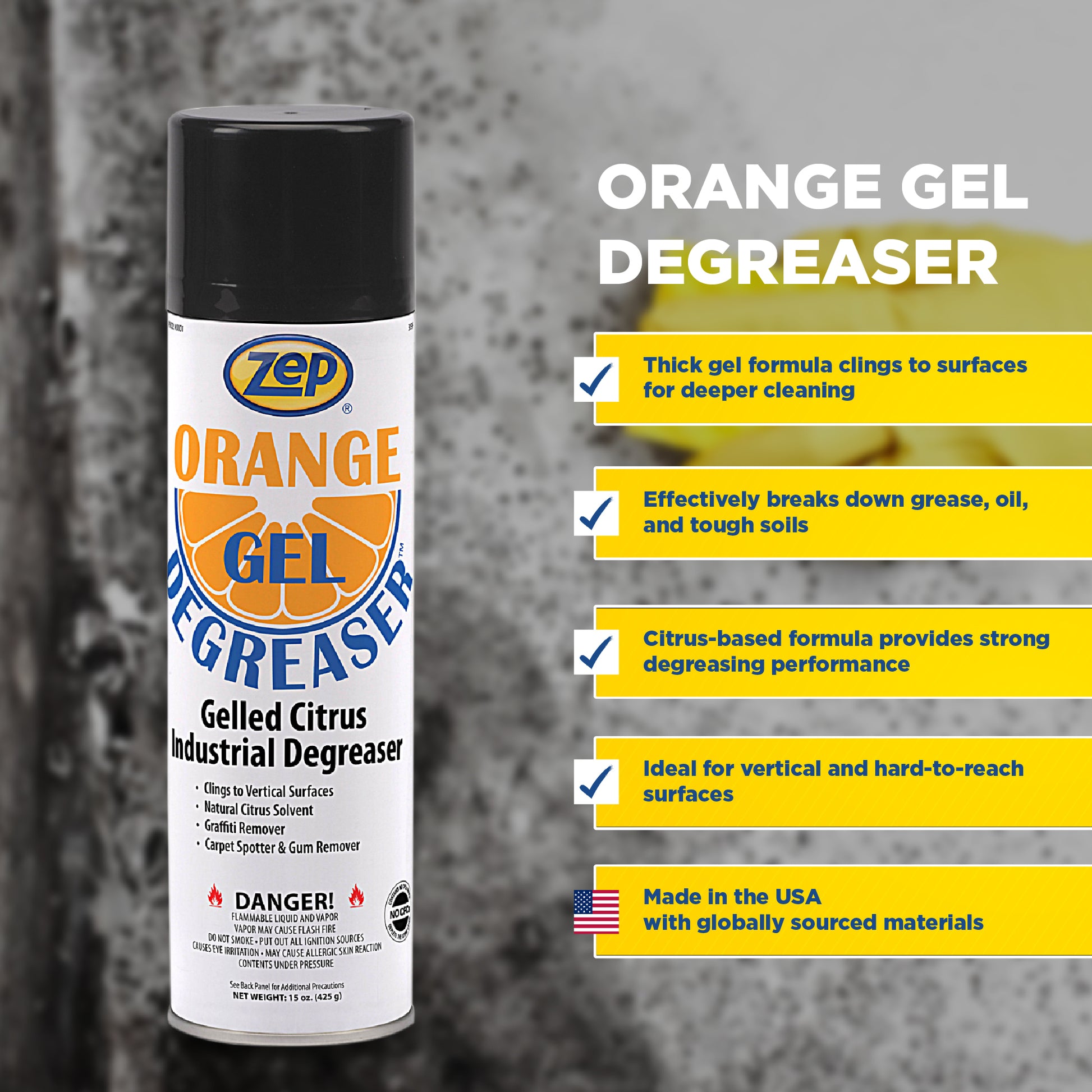 Zep Orange Gel Degreaser, 15 oz. Aerosol Can, 12 Cans/Case, 000101