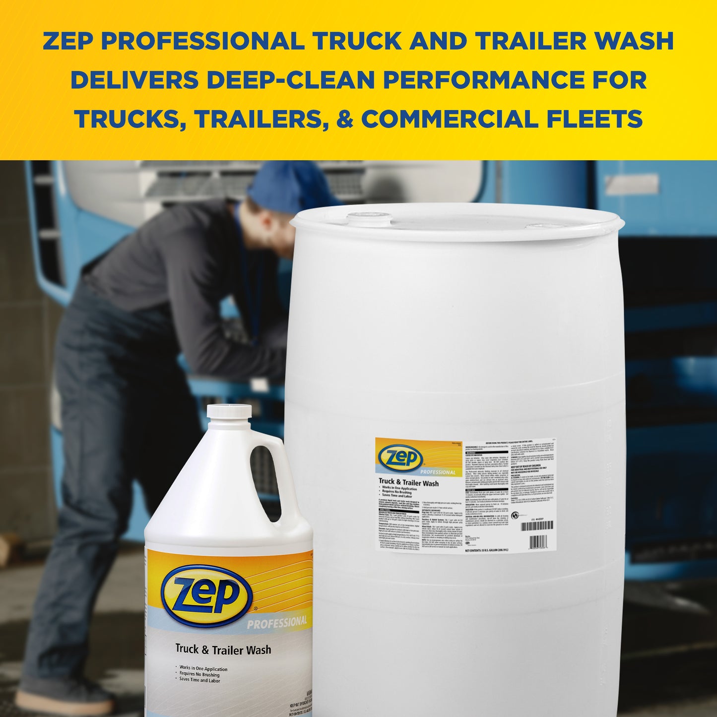 Zep Professional Truck & Trailer Wash – Remove Tough Road Grime – 55 Gallon