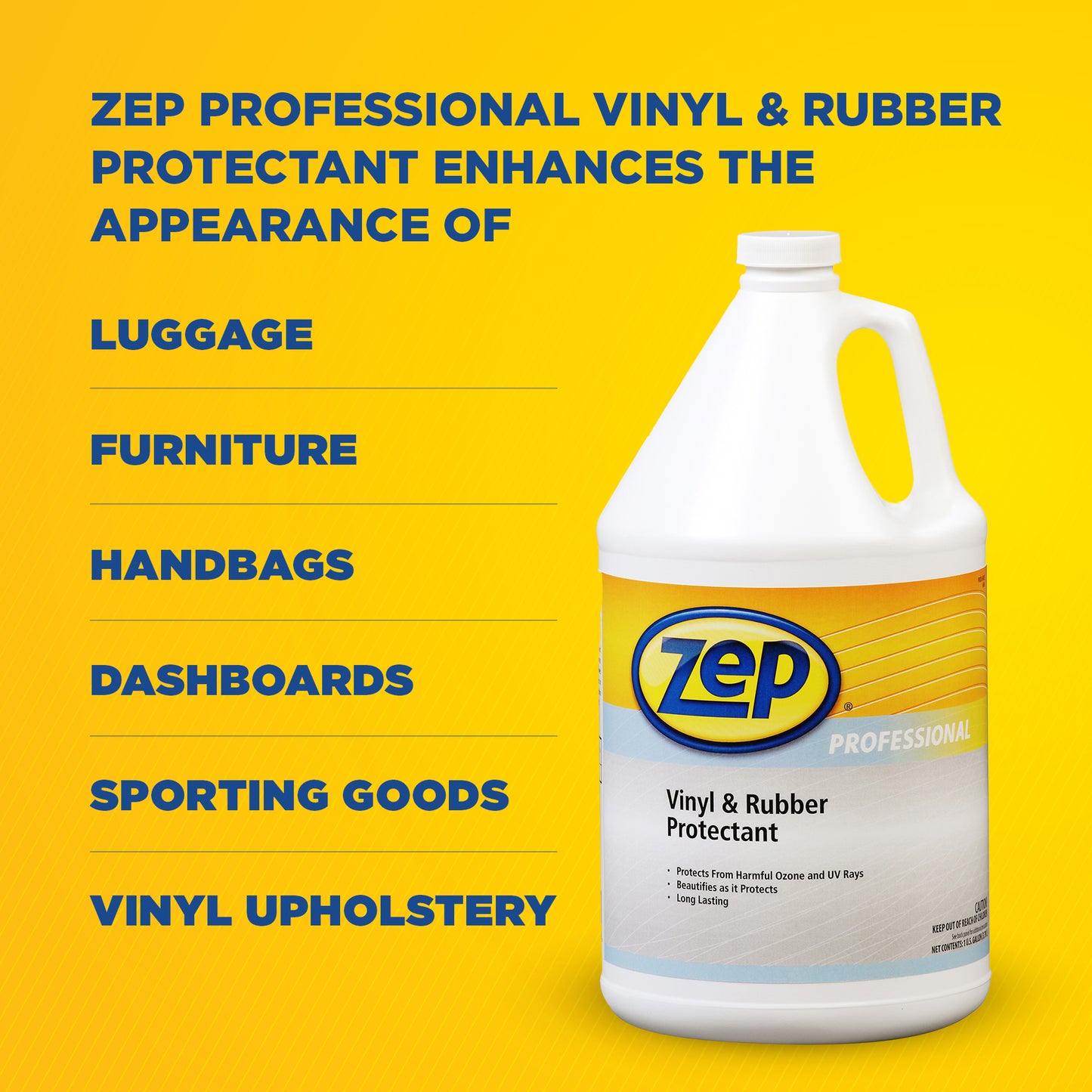 Zep Professional Vinyl & Rubber Protectant - Cleans and Preserves – 1 Gallon
