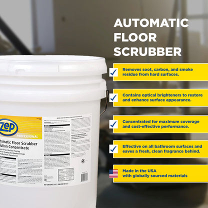 Zep Professional Automatic Floor Scrubber Solution Concentrate – Removes Smoke Damage – 5 Gallons