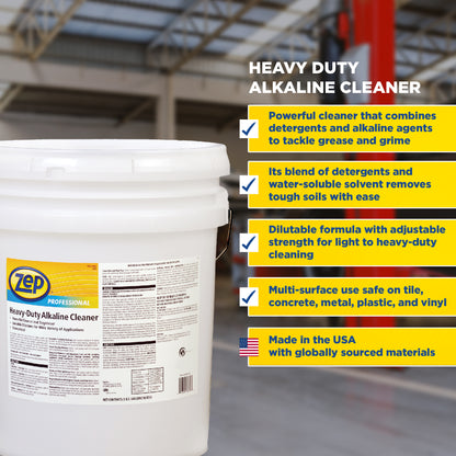 Zep Professional Heavy-Duty Alkaline Cleaner – Powerful Cleaner & Degreaser – 5 Gallons