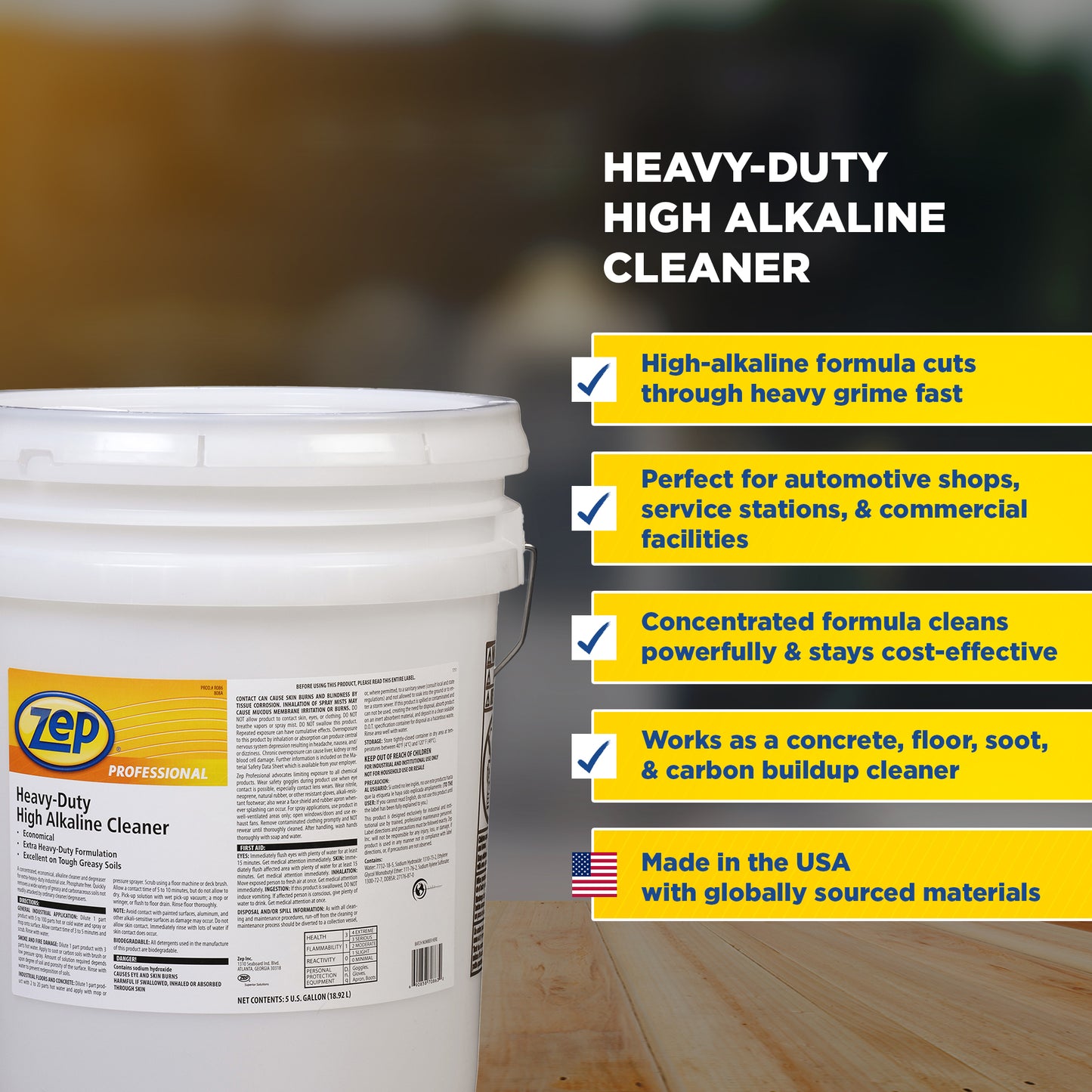 Zep Professional Heavy-Duty High Alkaline Cleaner – Eliminates Greasy Soils – 5 Gallon