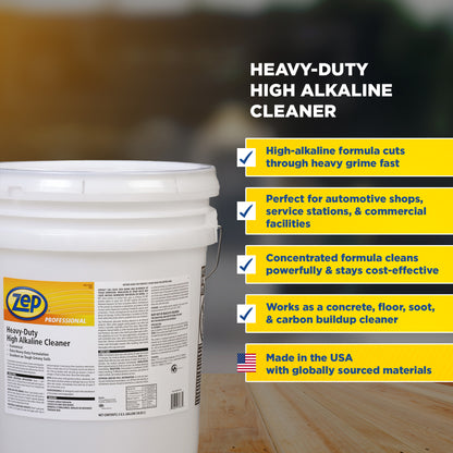 Zep Professional Heavy-Duty High Alkaline Cleaner – Eliminates Greasy Soils – 5 Gallon