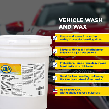 Zep Professional Vehicle Wash and Wax Concentrate – Premium Vehicle Care – 5 Gallons