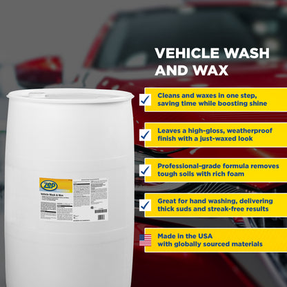 Zep Professional Vehicle Wash and Wax Concentrate – Premium Vehicle Care – 55 Gallons