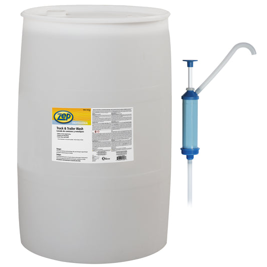 Zep Professional Truck & Trailer Wash – Remove Tough Road Grime – 55 Gallon with Zep Model 50 Polypropylene Piston Pump – Bundle