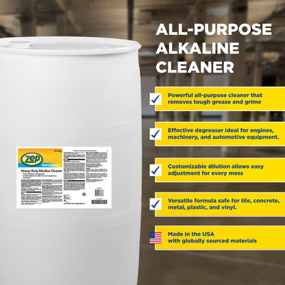 Zep Professional Heavy-Duty Alkaline Cleaner – Powerful Cleaner & Degreaser – 55 Gallons