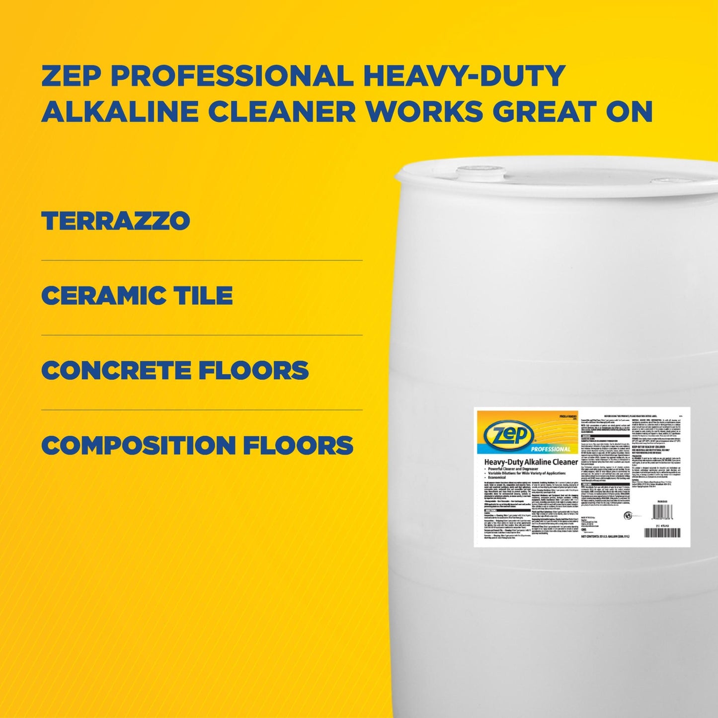 Zep Professional Heavy-Duty Alkaline Cleaner – Powerful Cleaner & Degreaser – 55 Gallons