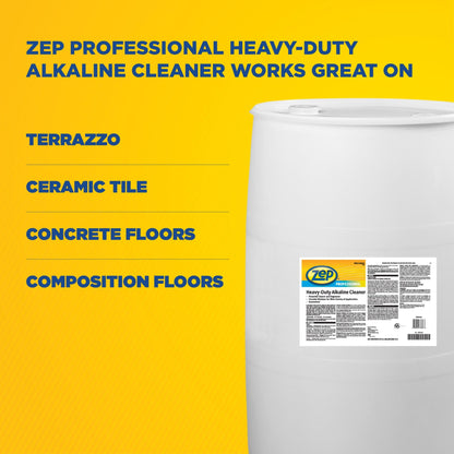 Zep Professional Heavy-Duty Alkaline Cleaner – Powerful Cleaner & Degreaser – 55 Gallons