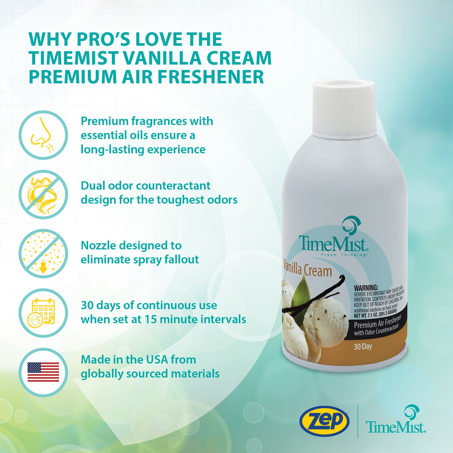 Premium TimeMist Metered Air Care - Vanilla Cream - 7 Oz.