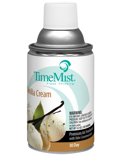 TimeMist Premium Metered Air Freshener Refills, Vanilla Cream (Case of 12) with Meter Mist 3000 Ultra Dispenser (2 Pack) Bundle